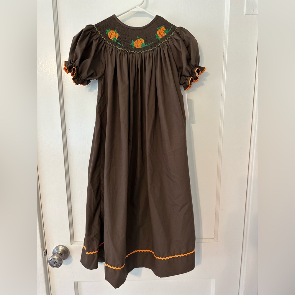 Smocked Pumpkin Dress Size 7 NWOT
